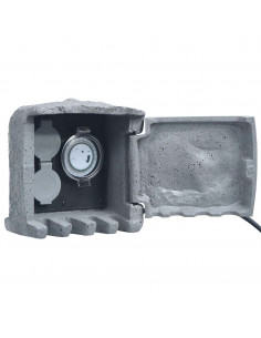 Presa da Esterno 2 Spine con Timer in Poliresina Grigia 2