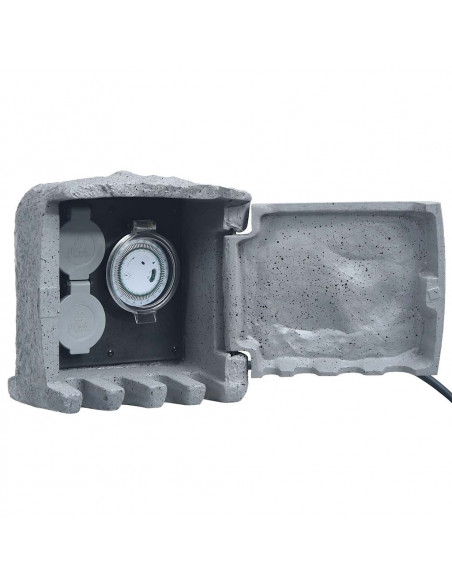 Presa da Esterno 2 Spine con Timer in Poliresina Grigia