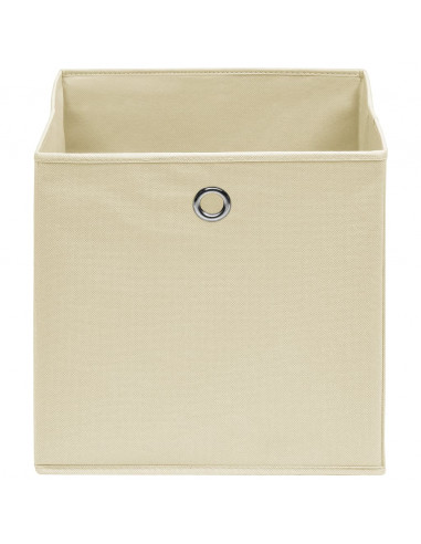 Scatole Portaoggetti con Coperchi 10pz Crema 32x32x32cm Tessuto