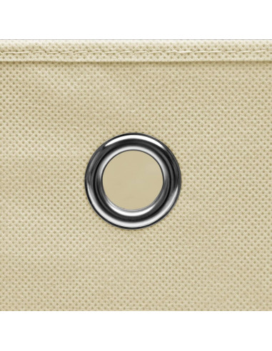 Scatole Portaoggetti con Coperchi 10pz Crema 32x32x32cm Tessuto