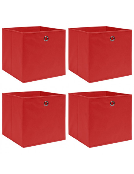 Scatole Portaoggetti 4pz Rosse 32x32x32 cm Tessuto