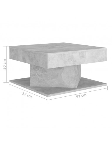 Tavolino da Salotto Grigio Cemento 57x57x30cm Legno Multistrato