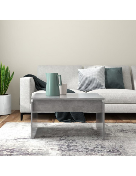Tavolino da Salotto Grigio Cemento 68x50x38cm Legno Multistrato