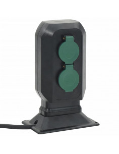 Presa da Esterno con Picchetto 4 Vie Nera e Verde 15,5x11x24cm 2