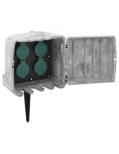 Presa da Esterno con Picchetto a 4 Vie Grigio Effetto Pietra