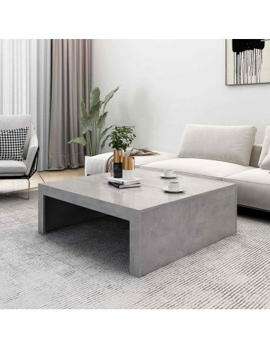 Tavolino da Salotto Grigio Cemento 100x100x35 cm Truciolato