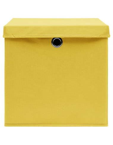 Scatole con Coperchi 10pz Gialle 32x32x32 cm Tessuto