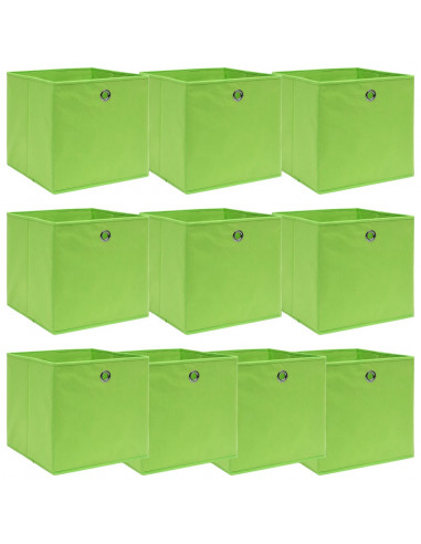 Scatole Portaoggetti 10pz Verdi 32x32x32 cm Tessuto