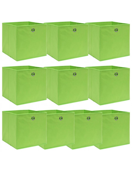 Scatole Portaoggetti 10pz Verdi 32x32x32 cm Tessuto