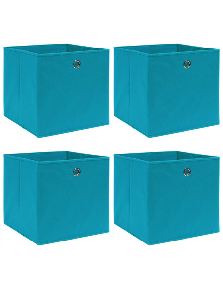 Scatole Portaoggetti 4pz Azzurre 32x32x32 cm Tessuto