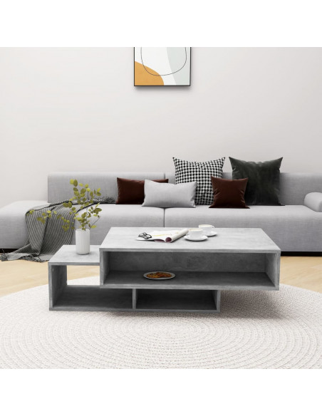 Tavolino da Salotto Grigio Cemento 105x55x32 cm in Truciolato