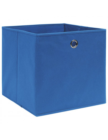 Scatole Portaoggetti con Coperchi 10pz Blu 32x32x32 cm Tessuto