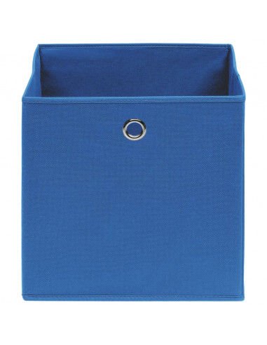 Scatole Portaoggetti con Coperchi 10pz Blu 32x32x32 cm Tessuto