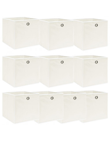 Scatole Portaoggetti 10pz Bianche 32x32x32 cm Tessuto