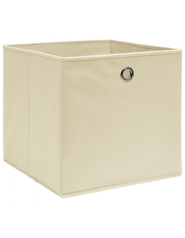 Scatole Portaoggetti con Coperchi 4pz Crema 32x32x32 cm Tessuto