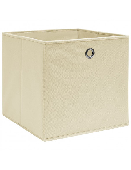Scatole Portaoggetti con Coperchi 4pz Crema 32x32x32 cm Tessuto