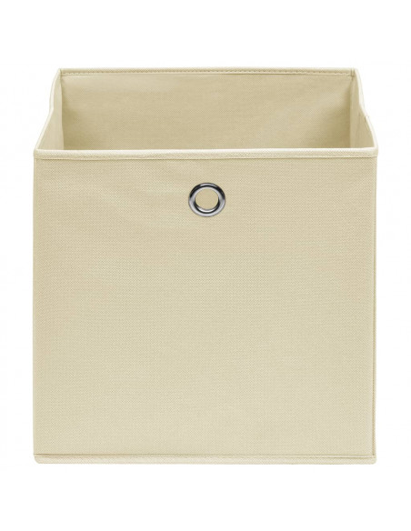 Scatole Portaoggetti con Coperchi 4pz Crema 32x32x32 cm Tessuto