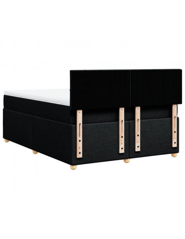 Giroletto a Molle con Materasso Nero 160x200 cm in Tessuto