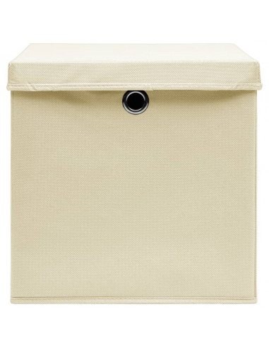 Scatole Portaoggetti con Coperchi 10pz Crema 32x32x32cm Tessuto