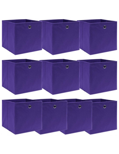 Scatole Portaoggetti 10pz Viola 32x32x32 cm Tessuto