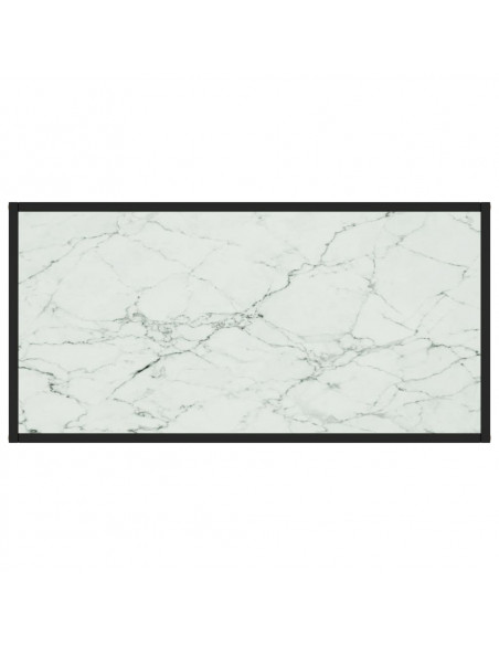 Tavolino da Salotto Nero con Vetro Marmo Bianco 100x50x35 cm