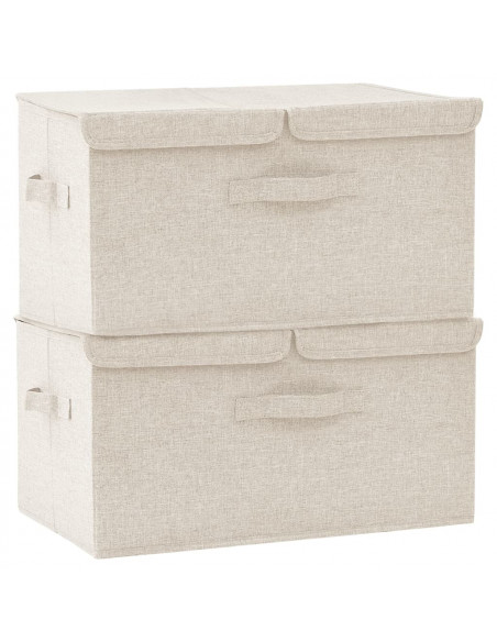 Scatole Portaoggetti 2pz in Tessuto 50x30x25 cm Crema