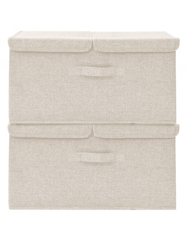 Scatole Portaoggetti 2pz in Tessuto 50x30x25 cm Crema