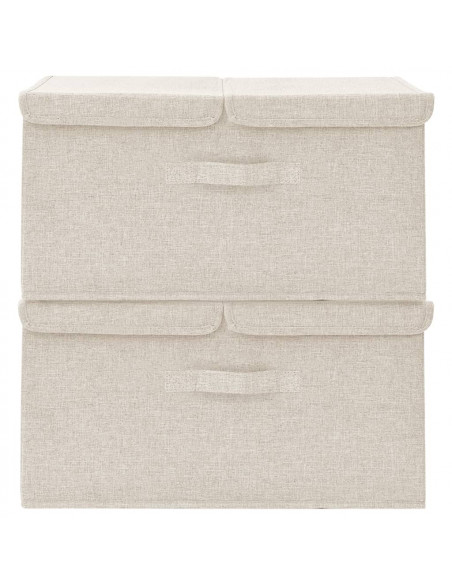 Scatole Portaoggetti 2pz in Tessuto 50x30x25 cm Crema