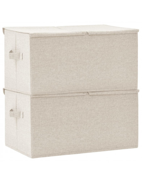 Scatole Portaoggetti 2pz in Tessuto 50x30x25 cm Crema