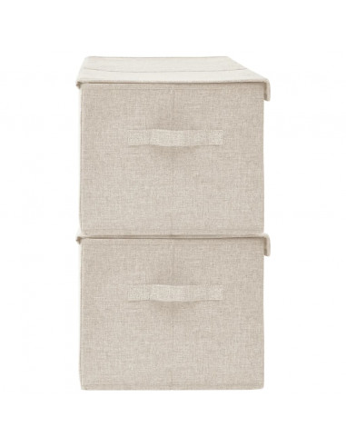 Scatole Portaoggetti 2pz in Tessuto 50x30x25 cm Crema