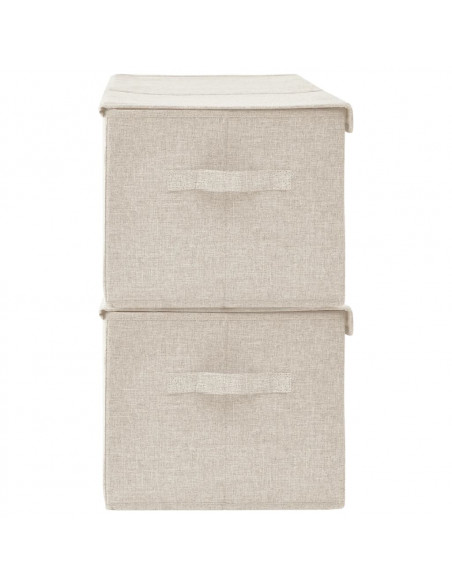 Scatole Portaoggetti 2pz in Tessuto 50x30x25 cm Crema
