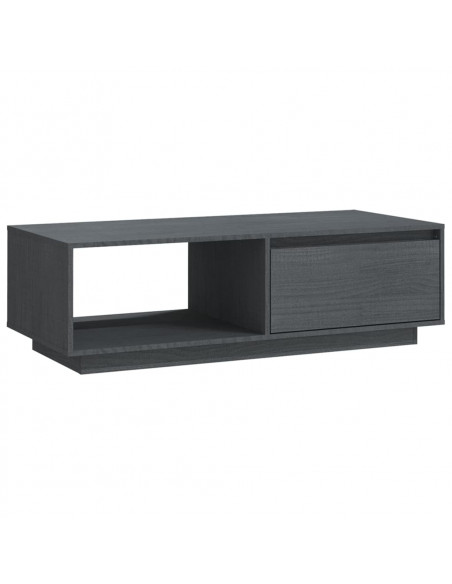 Tavolino da Salotto Grigio 110x50x33,5cm Legno Massello di Pino