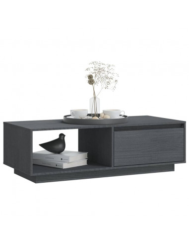 Tavolino da Salotto Grigio 110x50x33,5cm Legno Massello di Pino