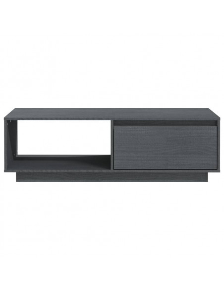Tavolino da Salotto Grigio 110x50x33,5cm Legno Massello di Pino