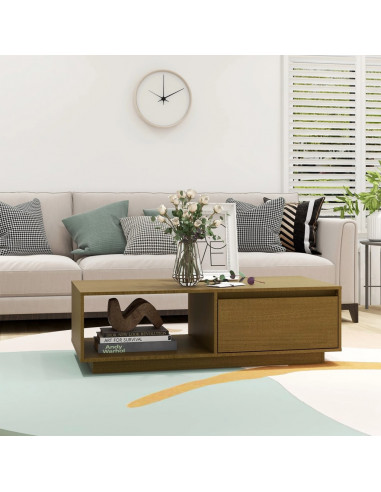 Tavolino da Salotto Miele 110x50x33,5 cm Legno Massello di Pino