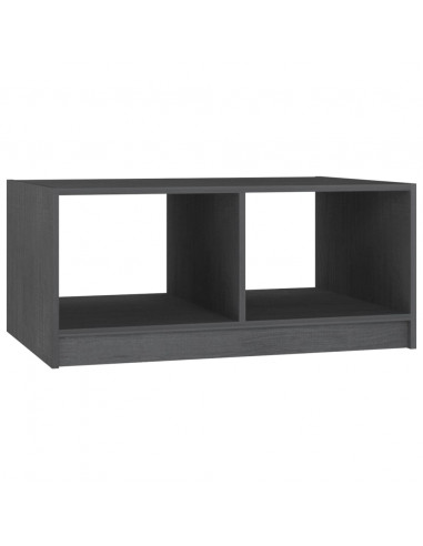 Tavolino da Salotto Grigio 75x50x33,5 cm Legno Massello di Pino