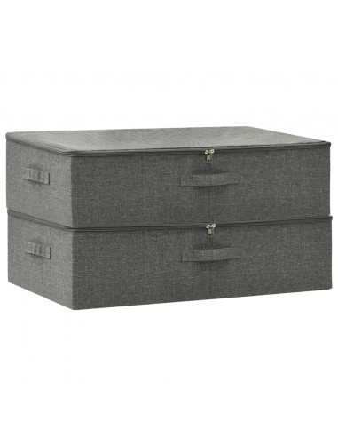 Scatole Portaoggetti 2pz in Tessuto 70x40x18 cm Antracite