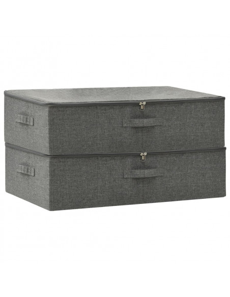 Scatole Portaoggetti 2pz in Tessuto 70x40x18 cm Antracite