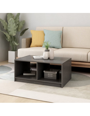 Tavolino da Salotto Grigio 75x50x33,5 cm Legno Massello di Pino