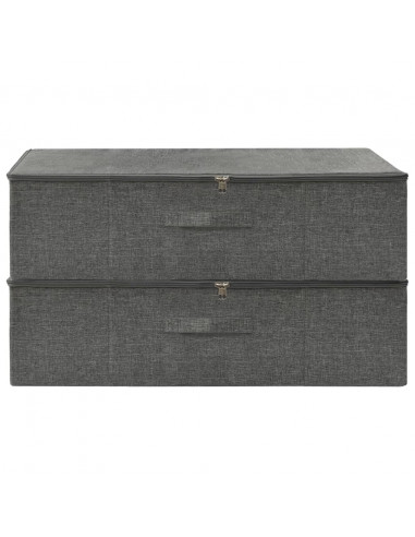 Scatole Portaoggetti 2pz in Tessuto 70x40x18 cm Antracite