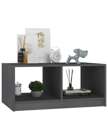Tavolino da Salotto Grigio 75x50x33,5 cm Legno Massello di Pino