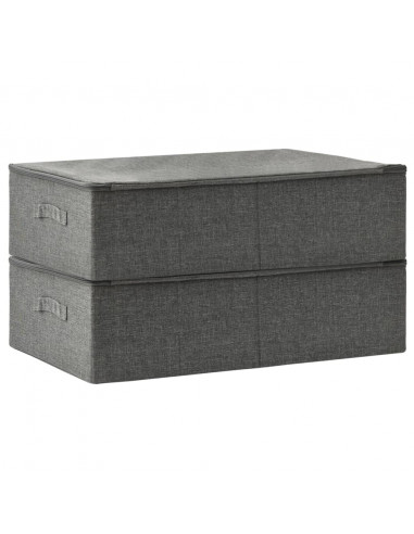 Scatole Portaoggetti 2pz in Tessuto 70x40x18 cm Antracite