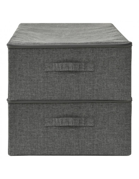 Scatole Portaoggetti 2pz in Tessuto 70x40x18 cm Antracite