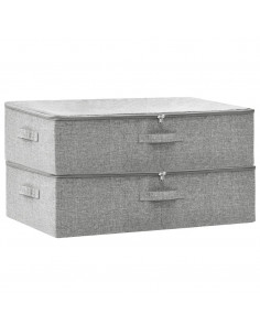 Scatole Portaoggetti 2pz in Tessuto 70x40x18 cm Grigio 2