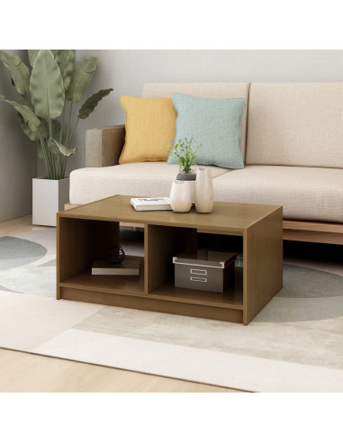 Tavolino da Salotto Miele 75x50x33,5 cm Legno Massello di Pino
