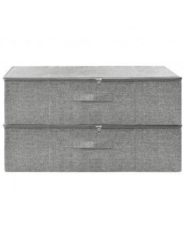 Scatole Portaoggetti 2pz in Tessuto 70x40x18 cm Grigio