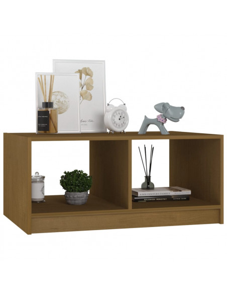 Tavolino da Salotto Miele 75x50x33,5 cm Legno Massello di Pino
