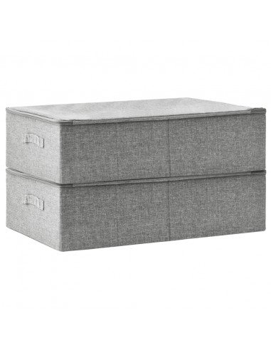 Scatole Portaoggetti 2pz in Tessuto 70x40x18 cm Grigio
