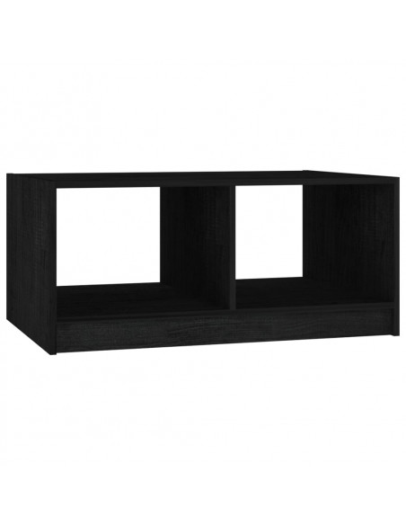 Tavolino da Salotto Nero 75x50x33,5 cm Legno Massello di Pino