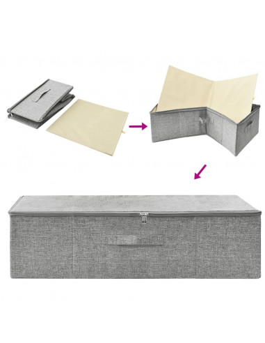 Scatole Portaoggetti 2pz in Tessuto 70x40x18 cm Grigio